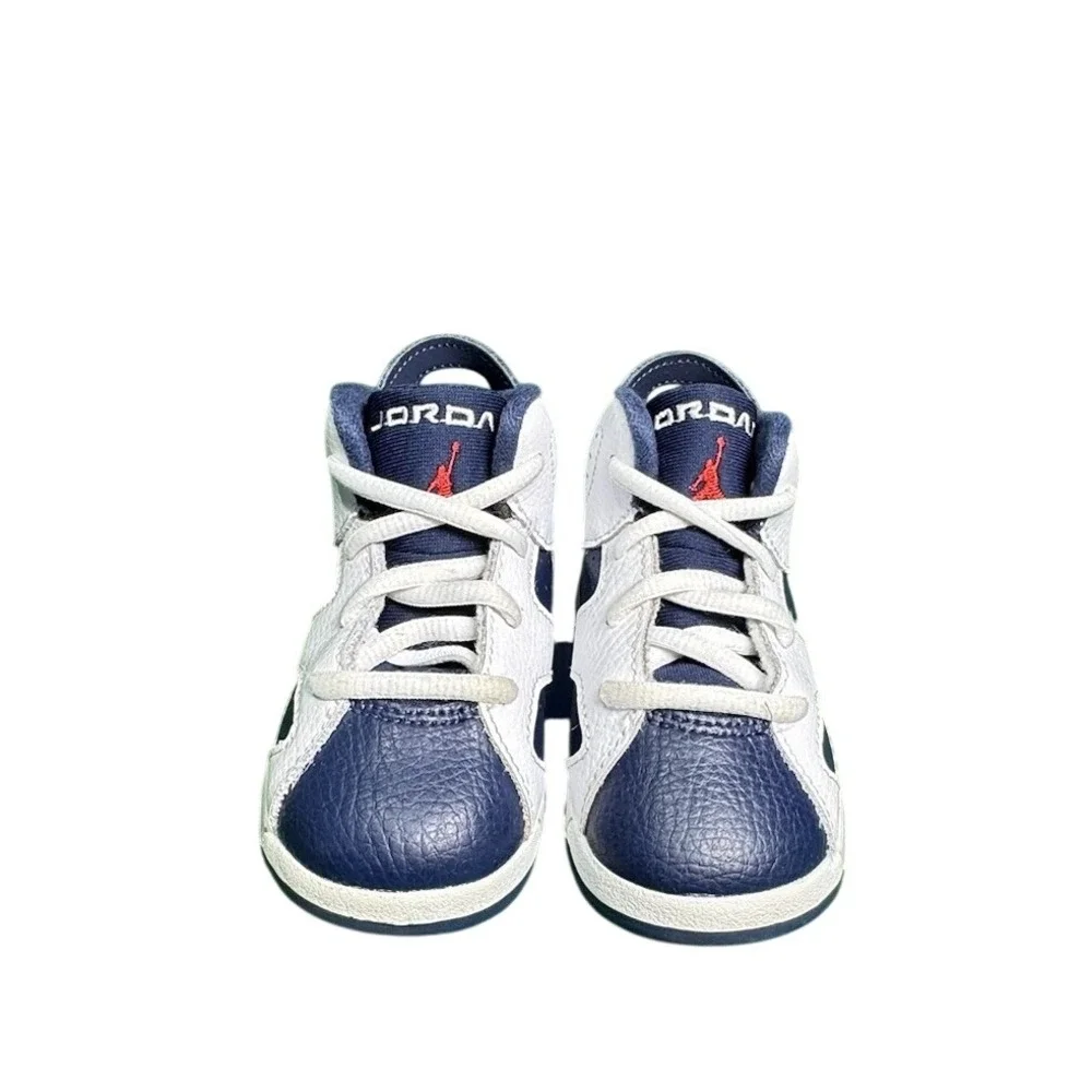 Jordan 6 Retro Olympic White Midnight Navy Varsity Red DV3606-164 Toddler 7C